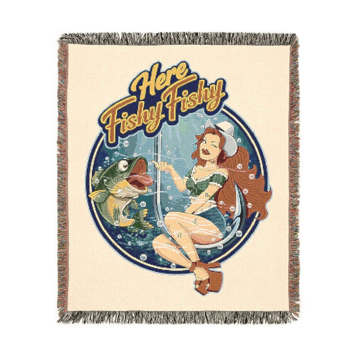 Here Fishy Fishy Phat Hookers [Tackle] Woven Blanket